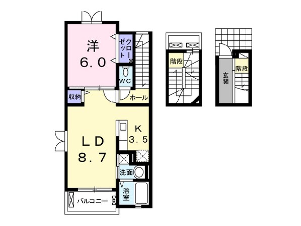 田吉駅 徒歩28分 3-3階の物件間取画像